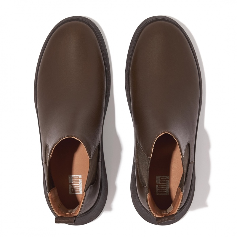 Women's Fitflop F-Mode Flatform Chelsea Boots Brown | ZA-79VNLMBJD