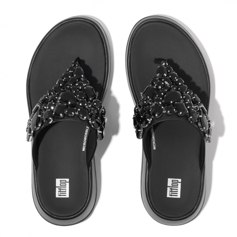 Women's Fitflop F-Mode Flip Flops Black | ZA-93IAFZHLX