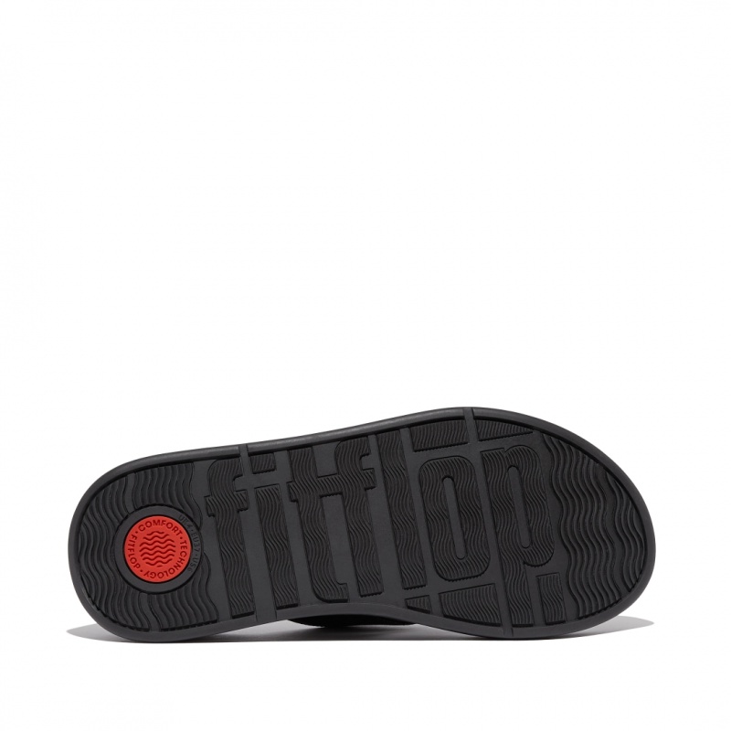 Women's Fitflop F-Mode Leather Slides Black | ZA-43GPWCOBN