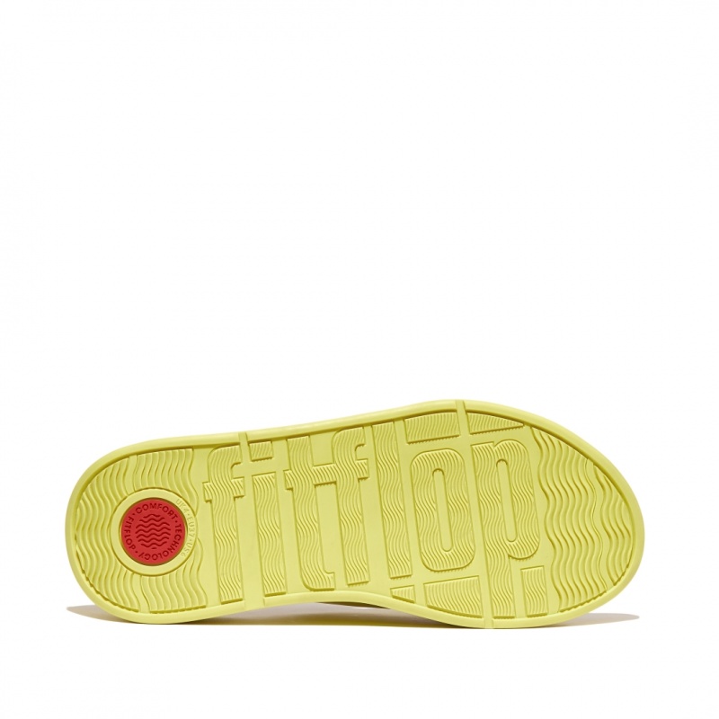 Women's Fitflop F-Mode Leather Slides Yellow | ZA-87REDHZTV