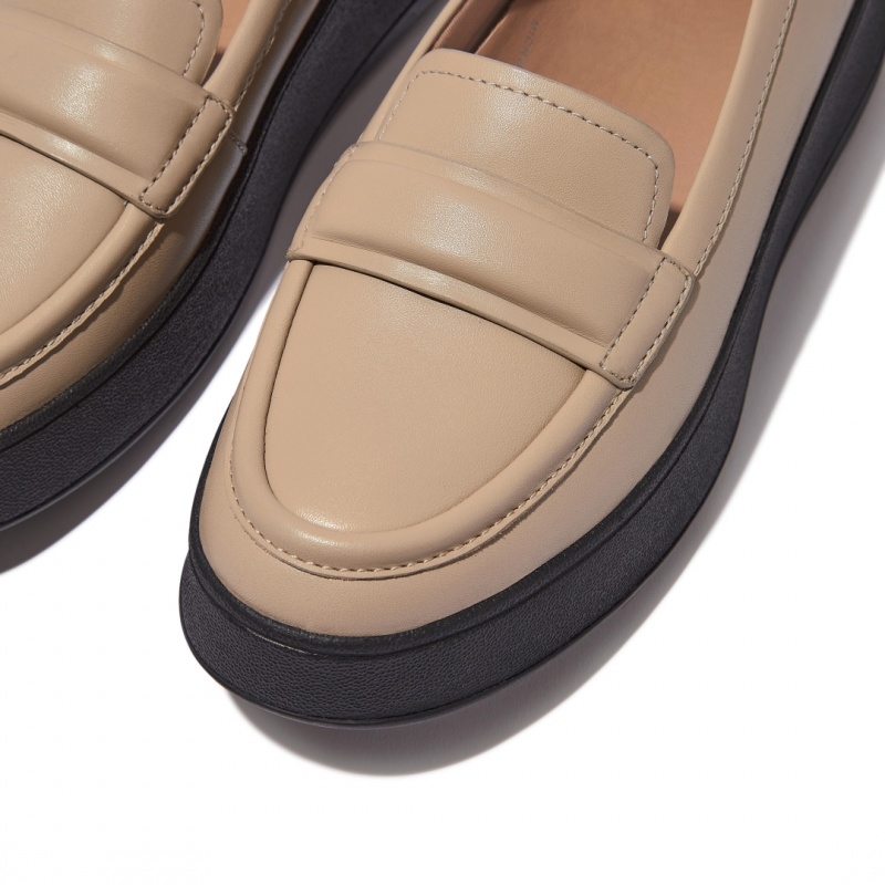 Women's Fitflop F-Mode Loafers Black / Beige | ZA-61GNHFKET