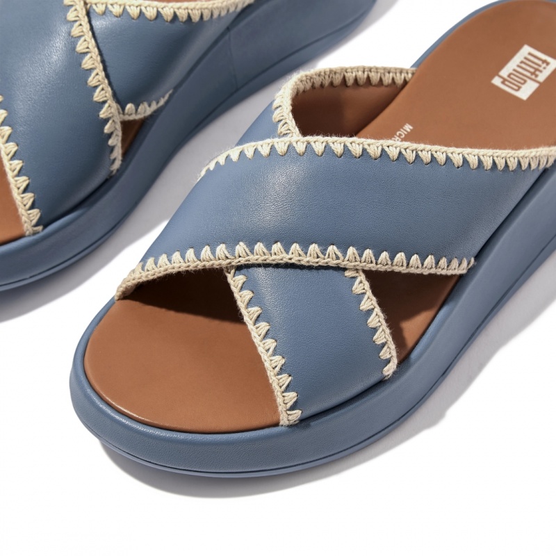 Women's Fitflop F-Mode Slides Slides Blue | ZA-56FTBIAEK