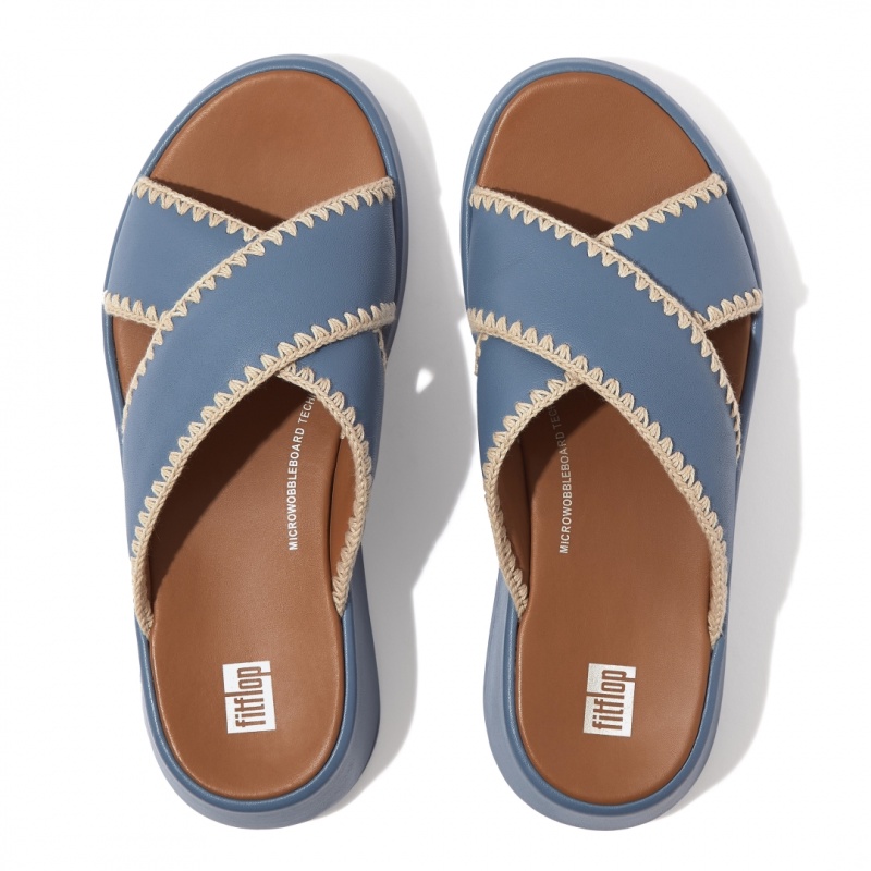 Women's Fitflop F-Mode Slides Slides Blue | ZA-56FTBIAEK