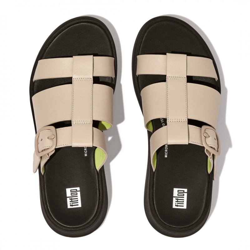 Women's Fitflop F-Mode Slides Slides Grey / Yellow | ZA-69CHGTEVU