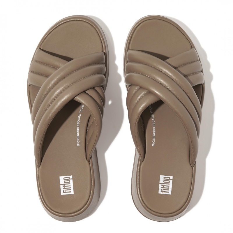 Women's Fitflop F-Mode Slides Slides Grey Beige | ZA-30NVLKYAO