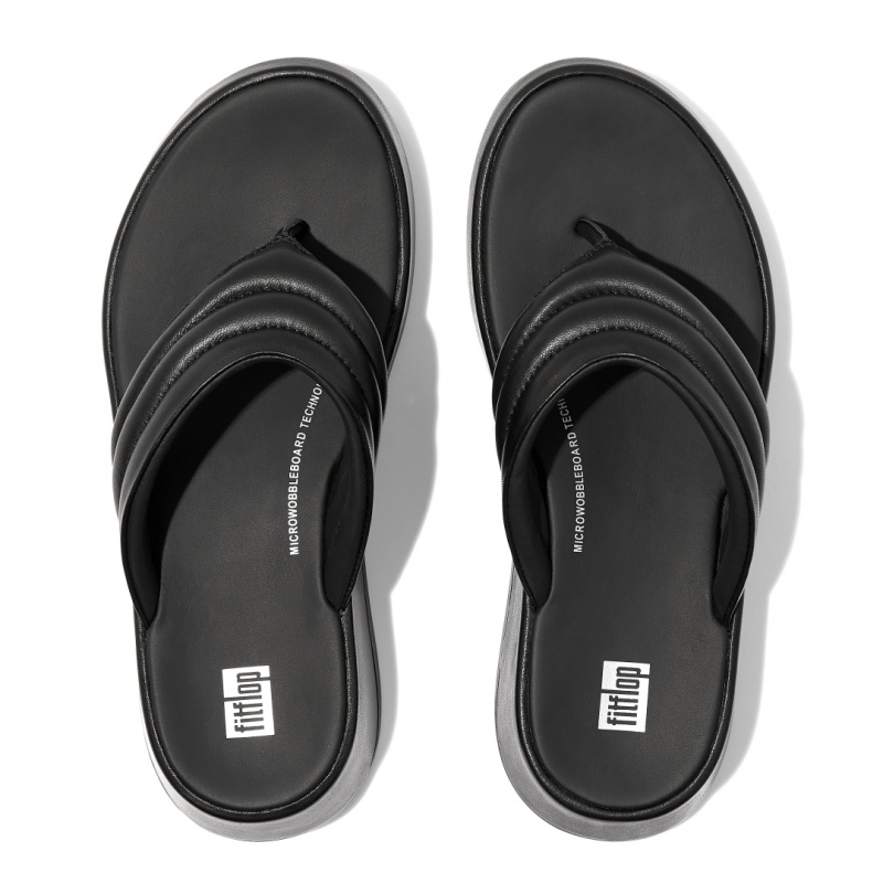 Women's Fitflop F-Mode Toe Thongs Thongs Black | ZA-69GFUIWED