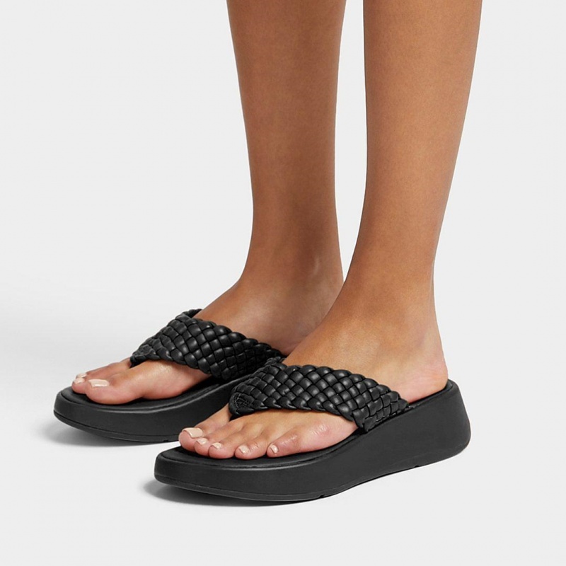 Women's Fitflop F-Mode Toe Thongs Thongs Black | ZA-07FAHKYBC