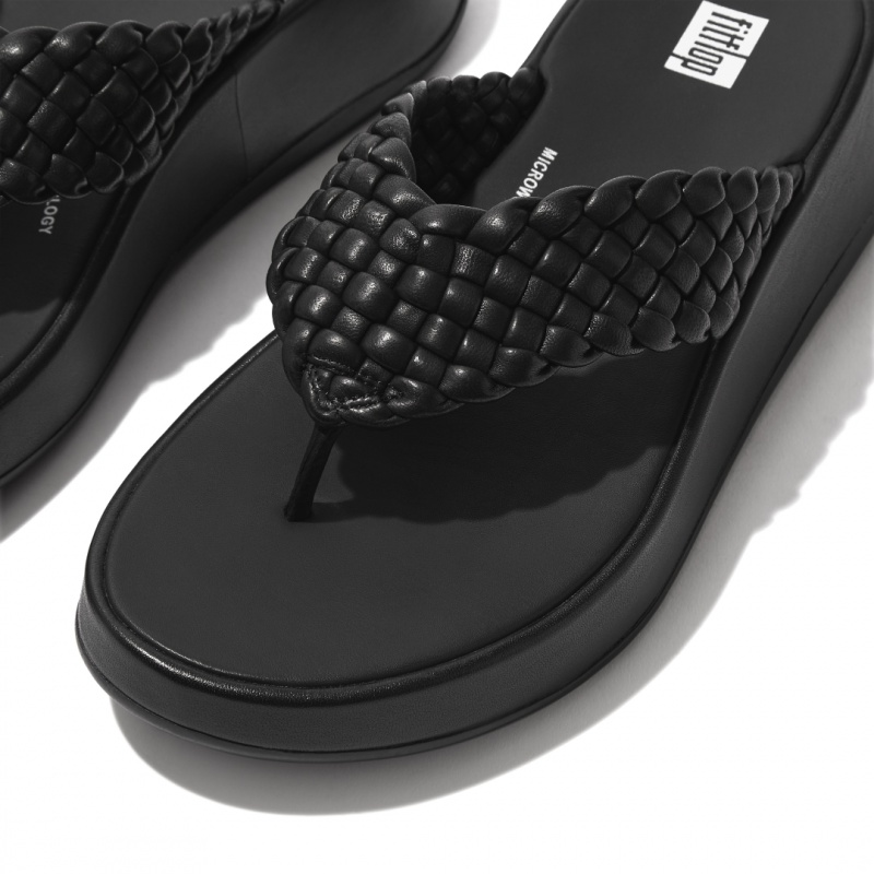 Women's Fitflop F-Mode Toe Thongs Thongs Black | ZA-07FAHKYBC