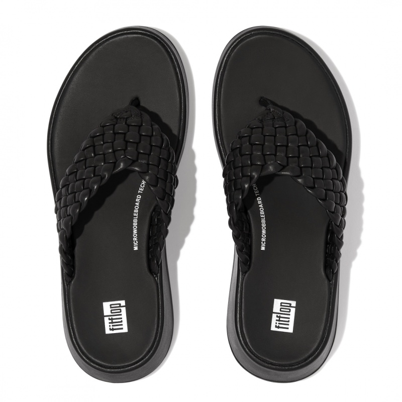 Women's Fitflop F-Mode Toe Thongs Thongs Black | ZA-07FAHKYBC