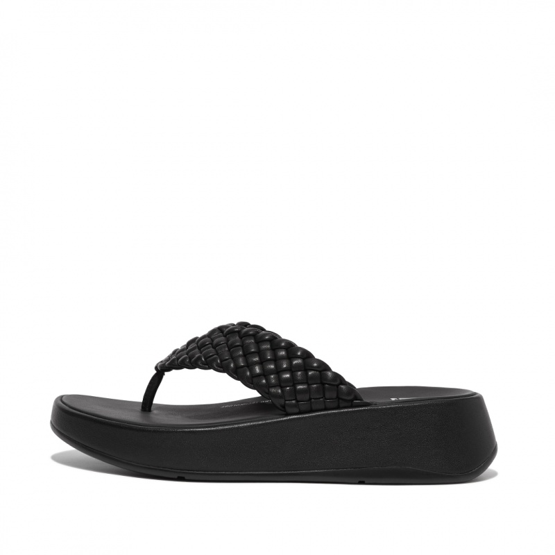 Women\'s Fitflop F-Mode Toe Thongs Thongs Black | ZA-07FAHKYBC