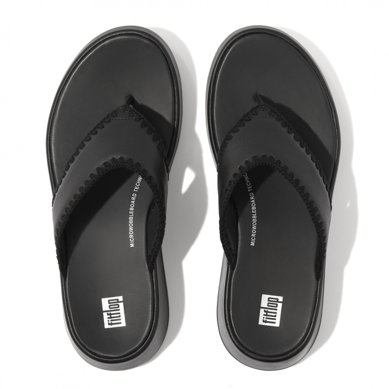 Women's Fitflop F-Mode Toe Thongs Thongs Black | ZA-46YVBJORX