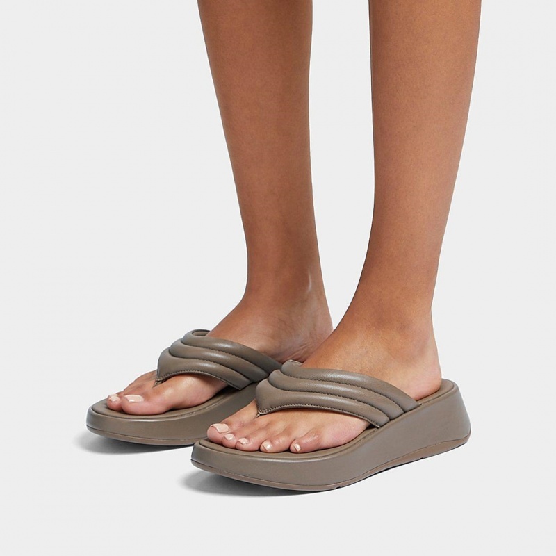 Women's Fitflop F-Mode Toe Thongs Thongs Grey | ZA-09SKMAGYH