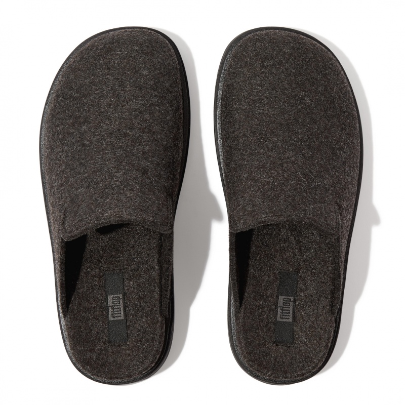 Women's Fitflop Gen-Ff Felt Polyester Mules Black | ZA-46WNICXRD