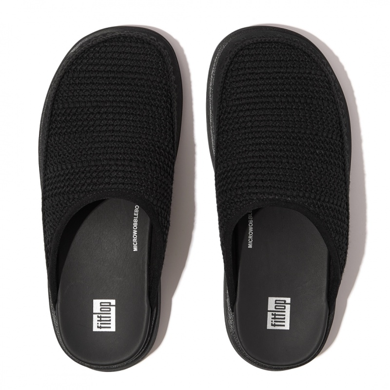 Women's Fitflop Gen-Ff Polyester Knit Cotton Mules Black | ZA-74DIQAUKY