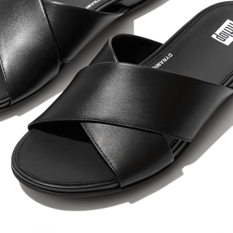 Women's Fitflop Gracie Cross Slides Slides Black | ZA-57UXFRTOM