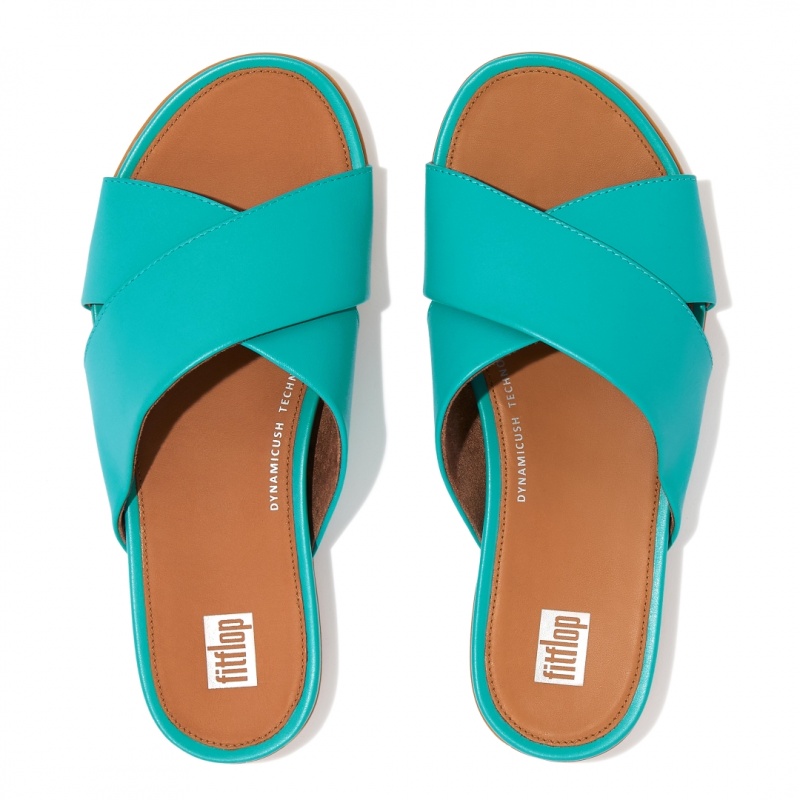 Women's Fitflop Gracie Cross Slides Slides Blue | ZA-43DITHRZQ