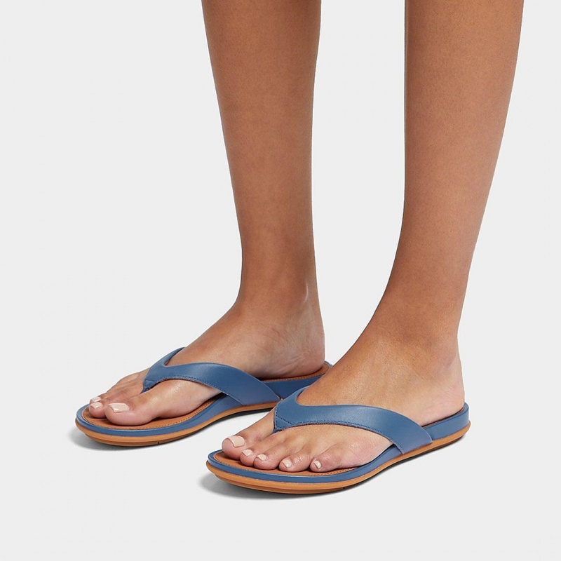 Women's Fitflop Gracie Flip Flops Blue | ZA-40DOBTGUS