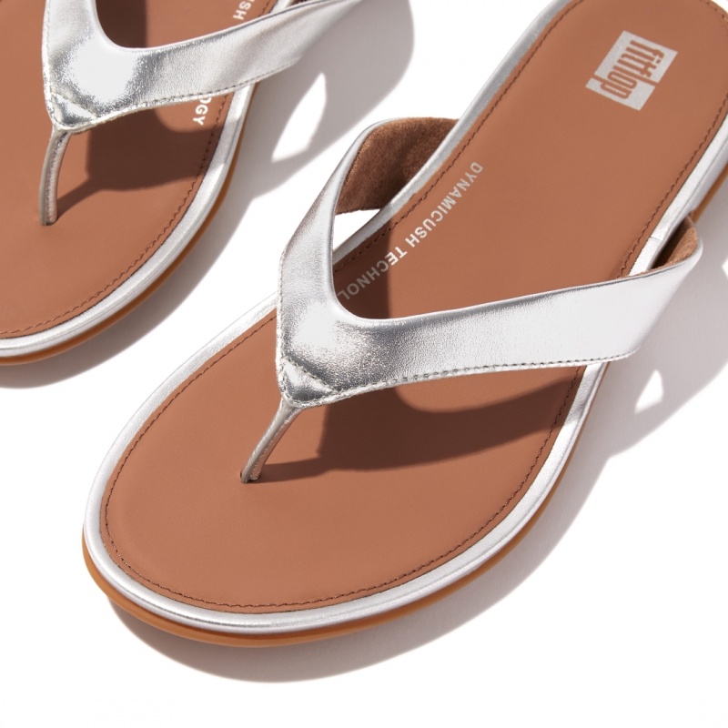 Women's Fitflop Gracie Flip Flops Silver | ZA-61ECWXARK