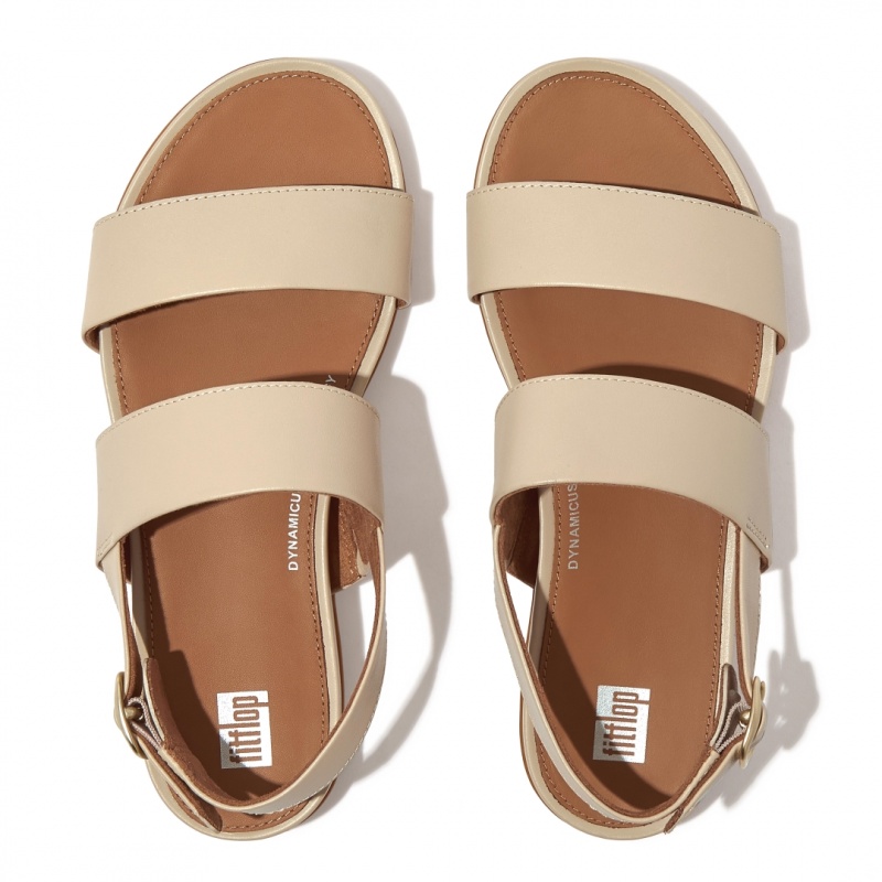 Women's Fitflop Gracie Leather Back-Strap Sandals Beige | ZA-84KQFDTWX