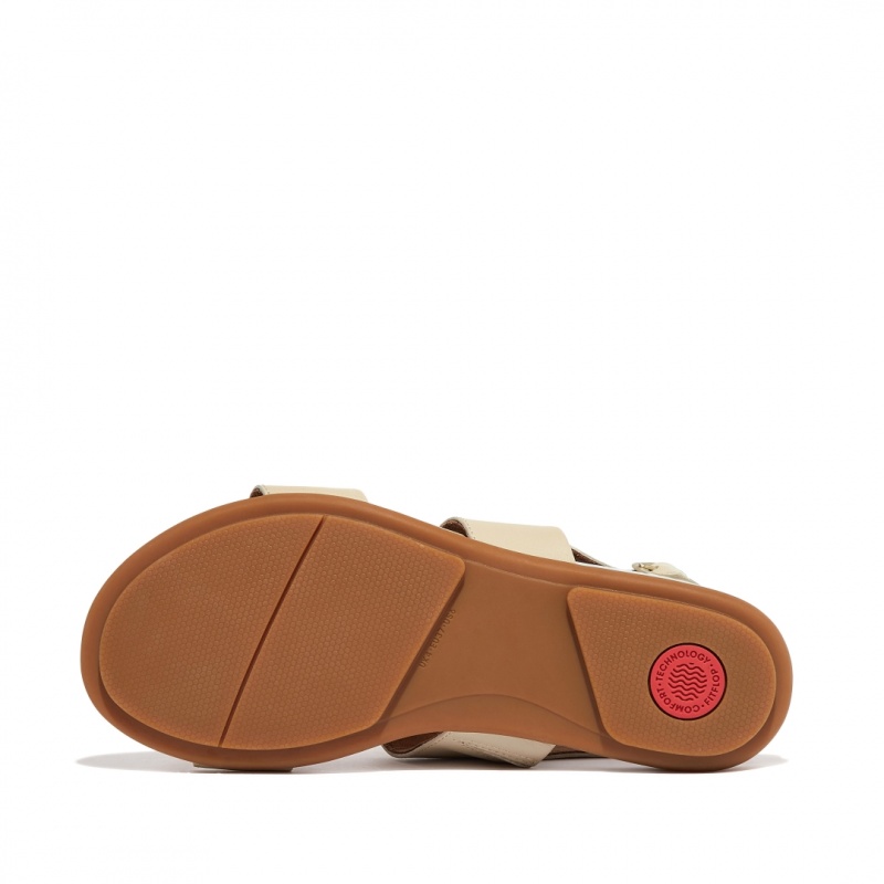 Women's Fitflop Gracie Leather Back-Strap Sandals Beige | ZA-84KQFDTWX