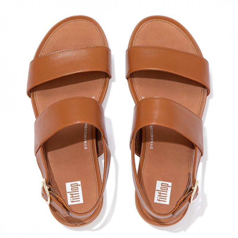 Women's Fitflop Gracie Leather Back-Strap Sandals Brown | ZA-90GITXCAW