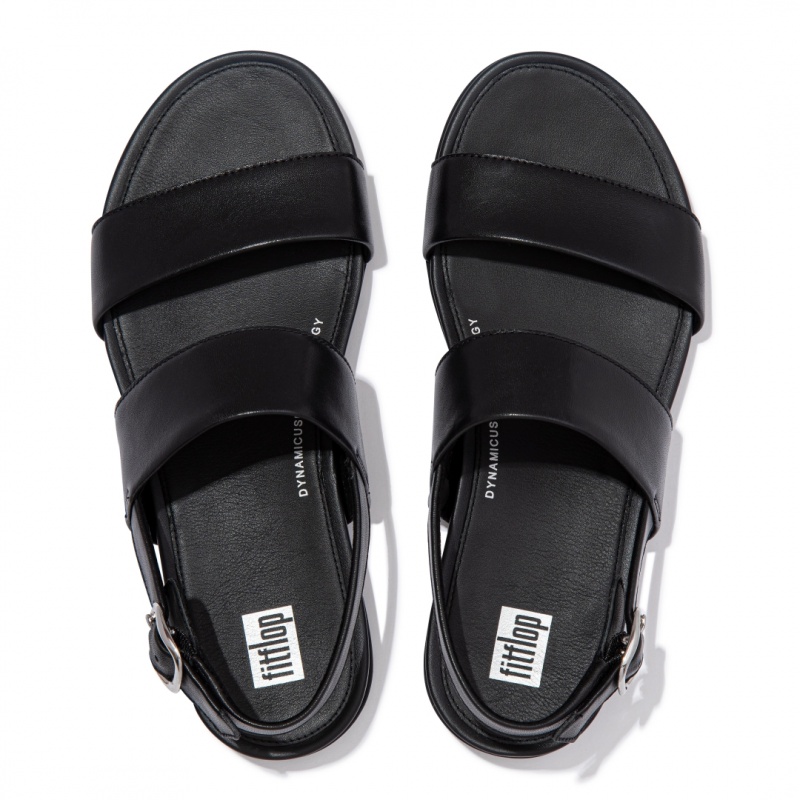 Women's Fitflop Gracie Leather Back-Strap Sandals Black | ZA-28JPLVKCZ