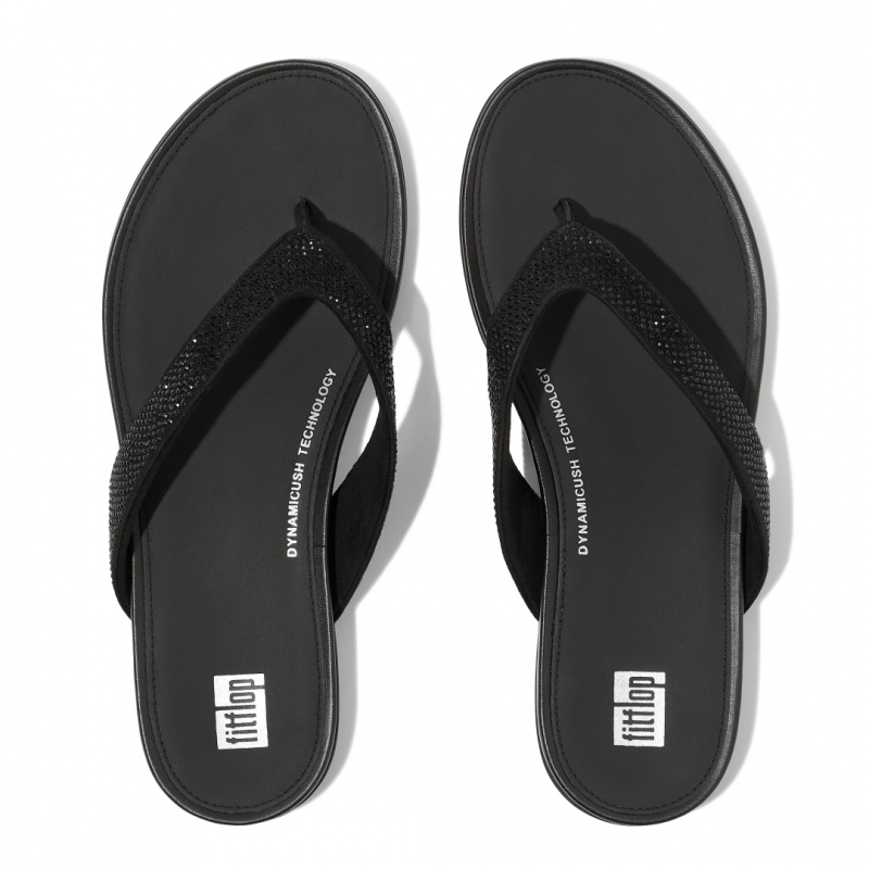 Women's Fitflop Gracie Microfibre Flip Flops Black | ZA-59NJALMDH