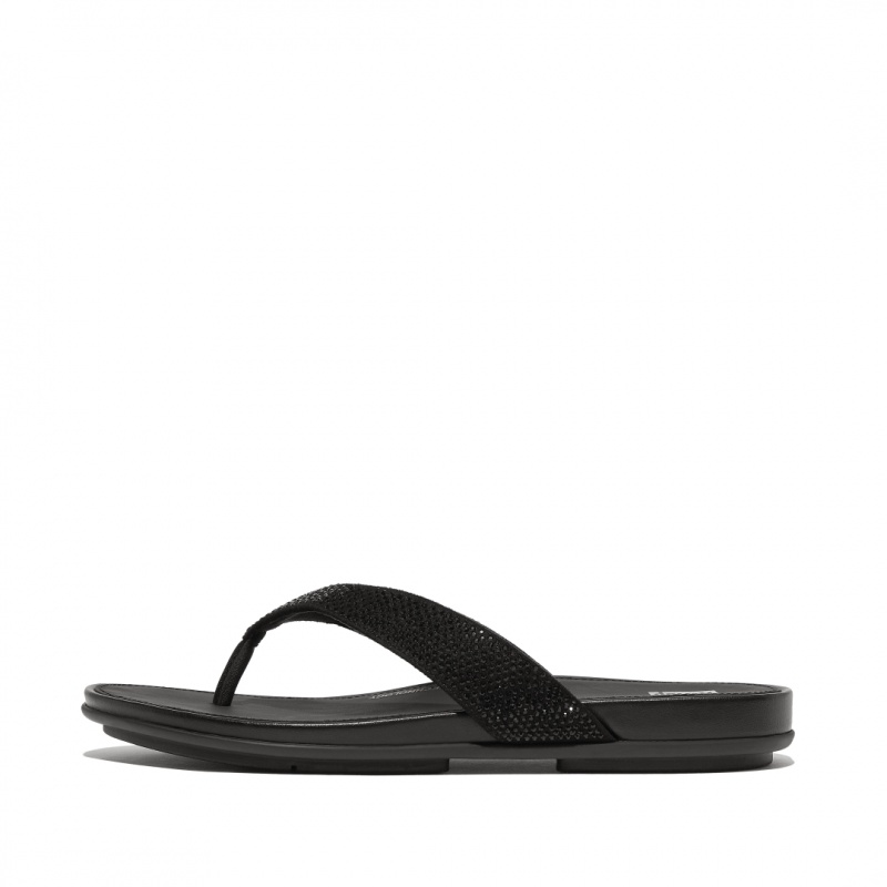 Women\'s Fitflop Gracie Microfibre Flip Flops Black | ZA-59NJALMDH