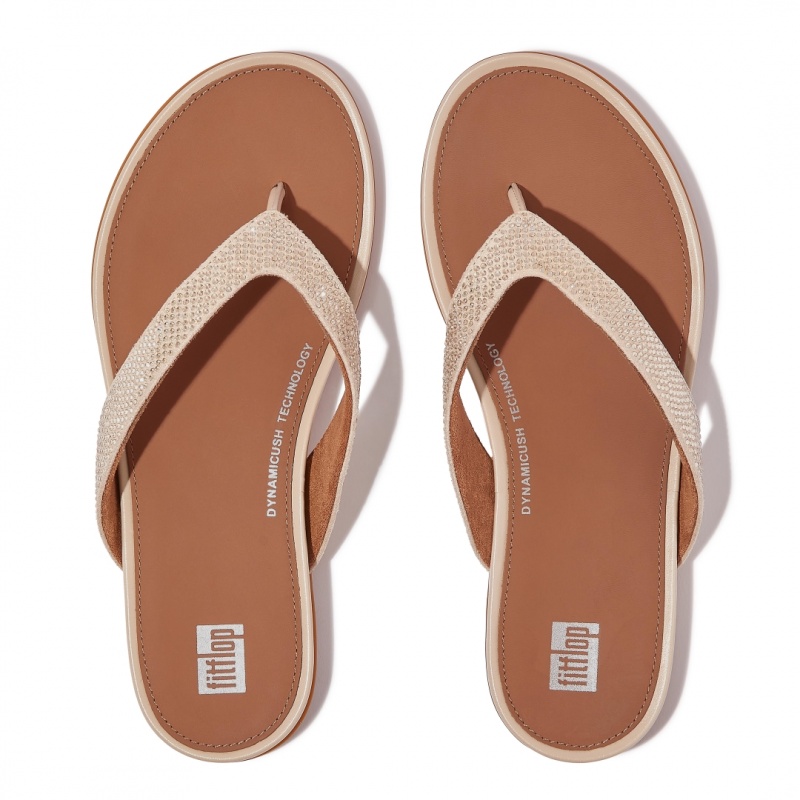 Women's Fitflop Gracie Microfibre Flip Flops Beige | ZA-36RWQCLXD