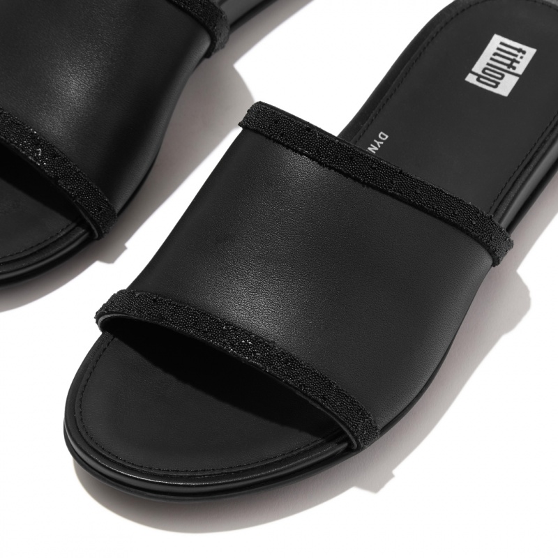 Women's Fitflop Gracie Microfibre Slides Slides Black | ZA-79CXOPEFJ