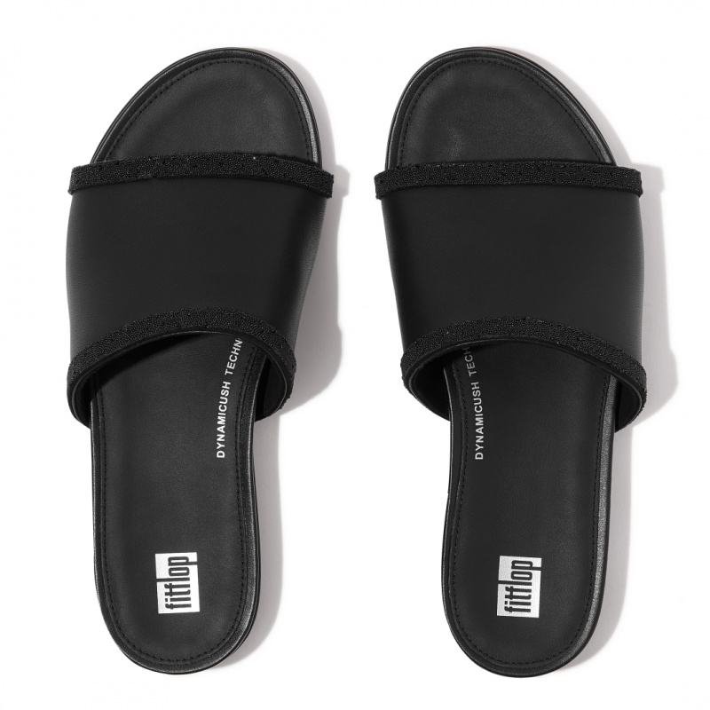 Women's Fitflop Gracie Microfibre Slides Slides Black | ZA-79CXOPEFJ