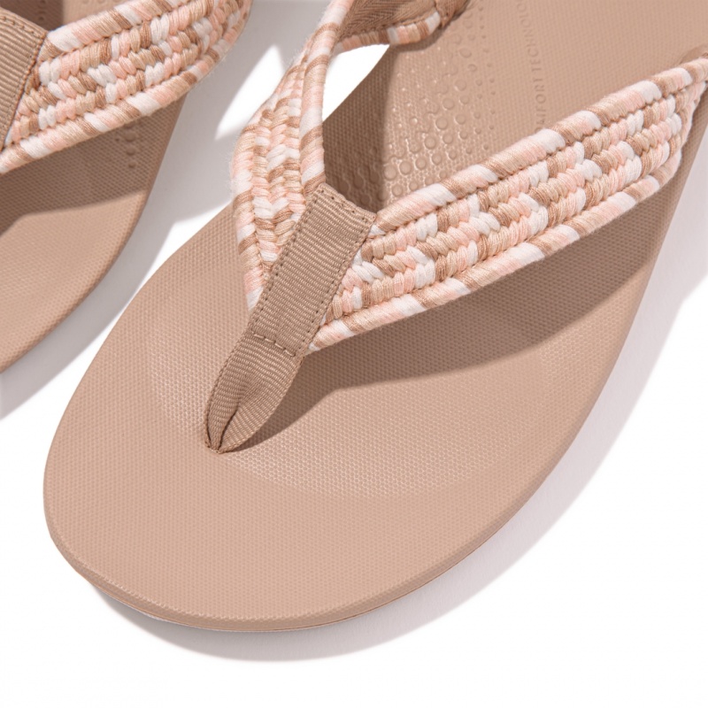 Women's Fitflop Iqushion Cotton Webbing Flip Flops Flip Flops Beige | ZA-18CIFXHEU