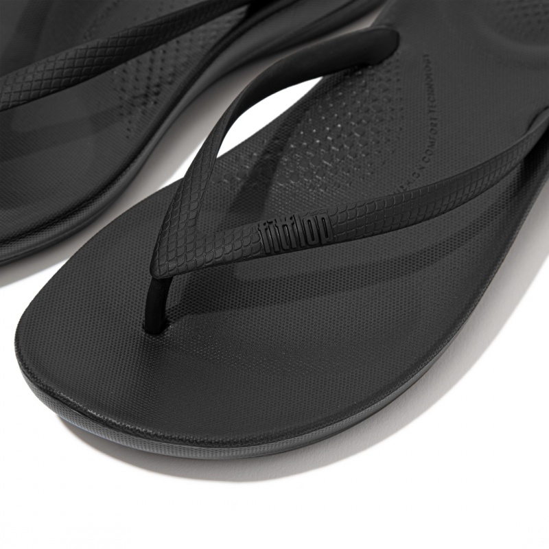 Women's Fitflop Iqushion Ergonomc Flip Flops Black | ZA-49XAZTWNB