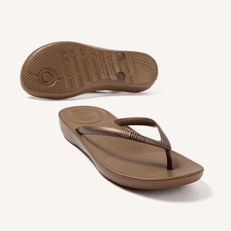 Women's Fitflop Iqushion Ergonomc Flip Flops Brown | ZA-83NETFKHB