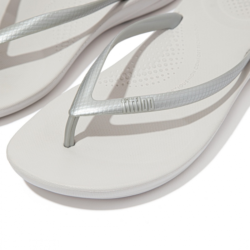 Women's Fitflop Iqushion Ergonomc Flip Flops Silver | ZA-65MSTLJXE