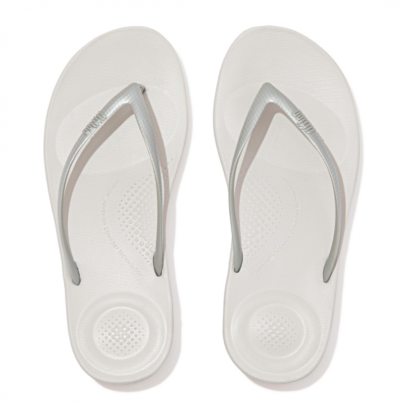 Women's Fitflop Iqushion Ergonomc Flip Flops Silver | ZA-65MSTLJXE