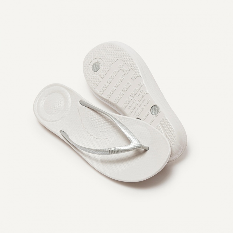 Women's Fitflop Iqushion Ergonomc Flip Flops Silver | ZA-65MSTLJXE