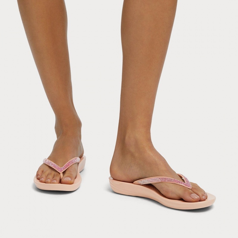 Women's Fitflop Iqushion Ombre Glitter Flip Flops Pink | ZA-26PNRBYCW