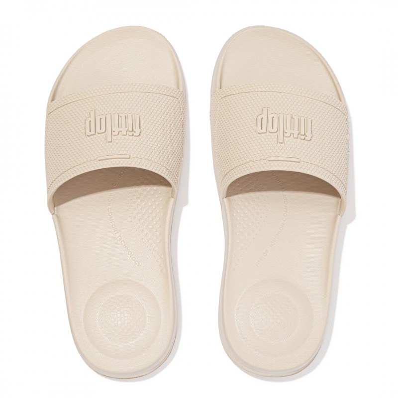 Women's Fitflop Iqushion Rubber Slides Slides White | ZA-14HNODWTZ