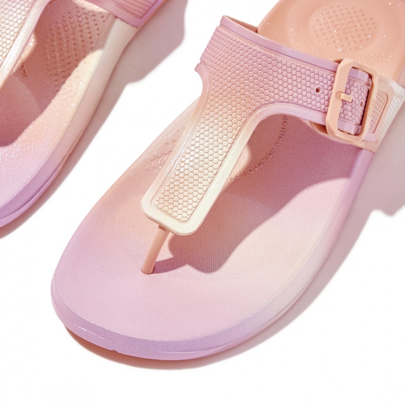 Women's Fitflop Iqushion Rubber Tpu Flip Flops Pink | ZA-27YCWXQAU