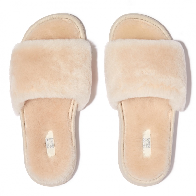 Women's Fitflop Iqushion Shearling Slides White | ZA-18TSKGWLB