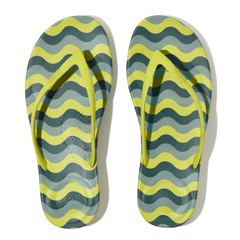 Women's Fitflop Iqushion Snake Embossed Rubber Tpu Flip Flops Flip Flops Light Green | ZA-71EMFNPUY