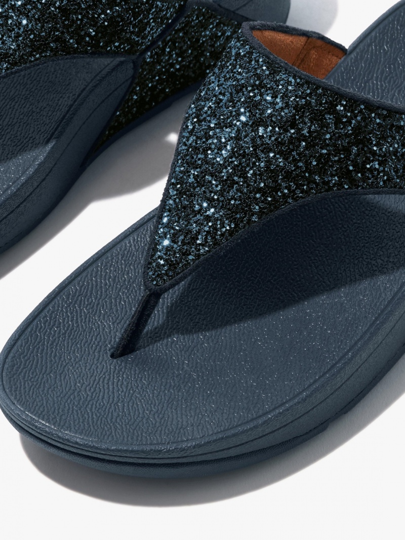 Women's Fitflop Lulu Glitter Toe-Post Sandals Navy | ZA-92NPUOVBT