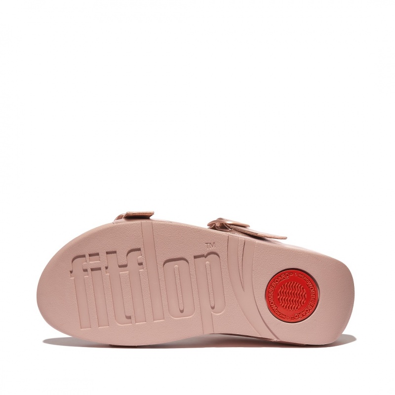 Women's Fitflop Lulu Leather Slides Rose Gold | ZA-27UZEPSAR