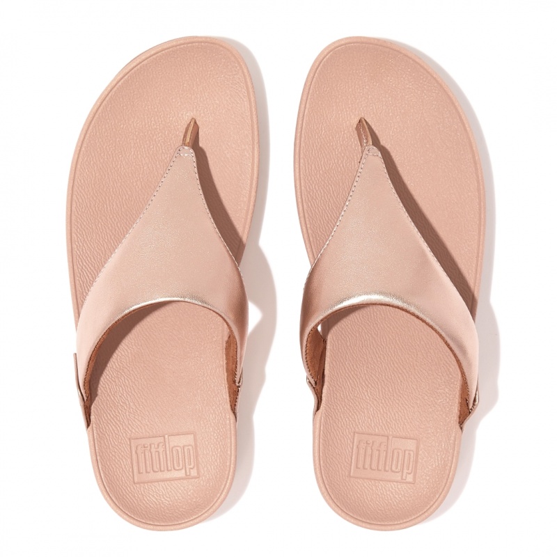 Women's Fitflop Lulu Leather Toe-Post Sandals Rose Gold | ZA-45FNTBRZA