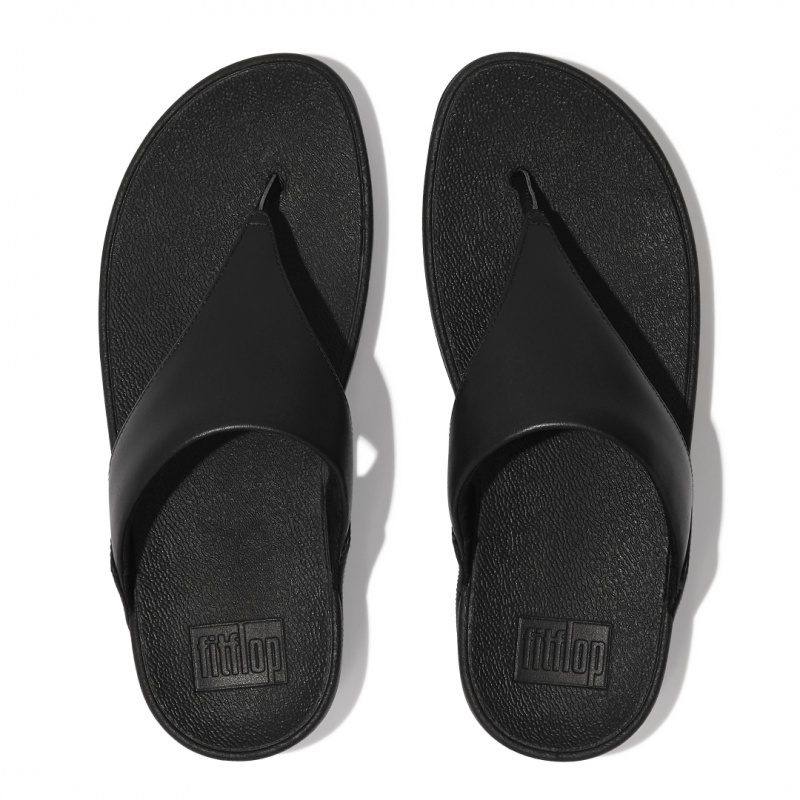 Women's Fitflop Lulu Leather Toe-Post Sandals Black | ZA-27AGWTCBV