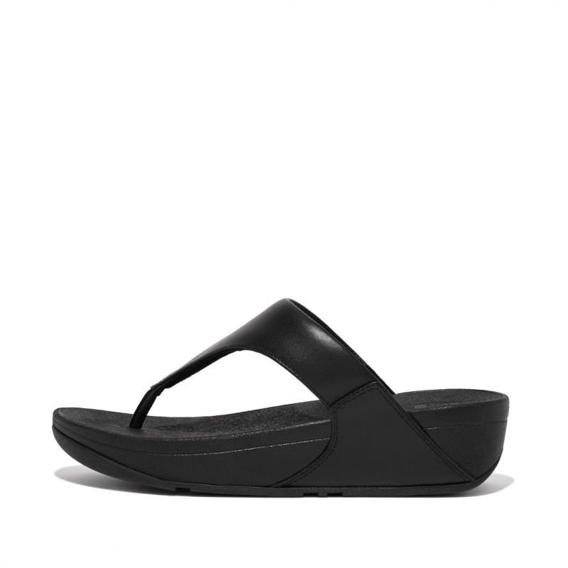 Women\'s Fitflop Lulu Leather Toe-Post Sandals Black | ZA-27AGWTCBV