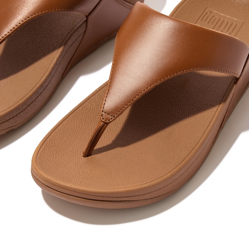 Women's Fitflop Lulu Leather Toe-Post Sandals Brown | ZA-82BIZGLWV