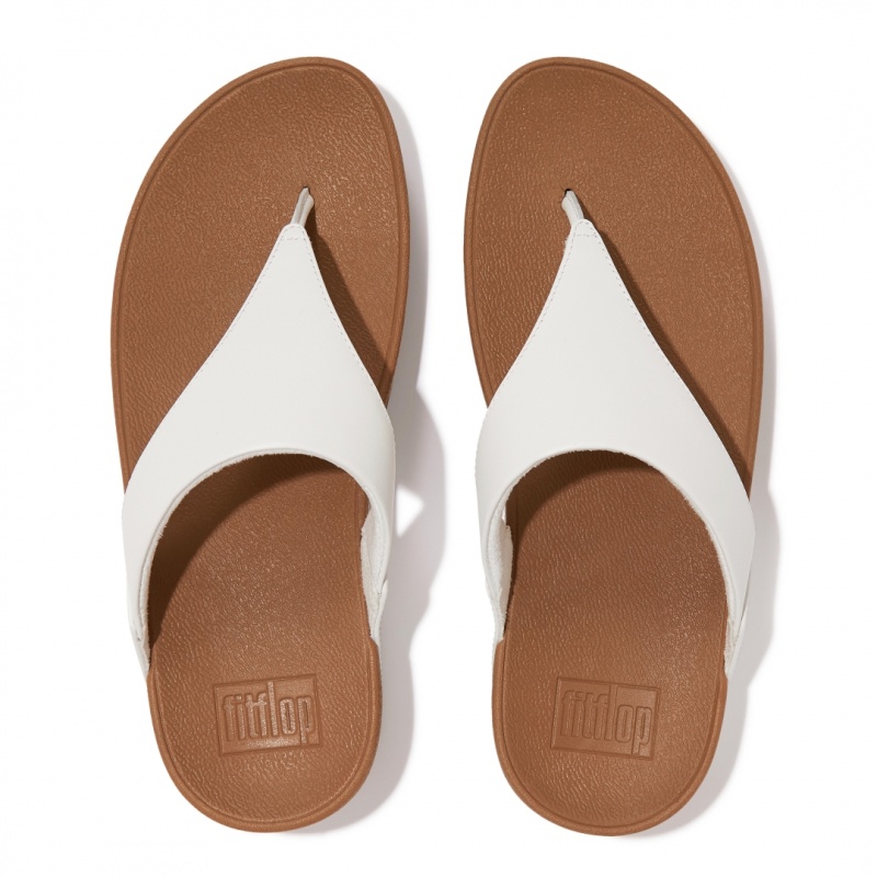 Women's Fitflop Lulu Leather Toe-Post Sandals White | ZA-67SCYPKJM