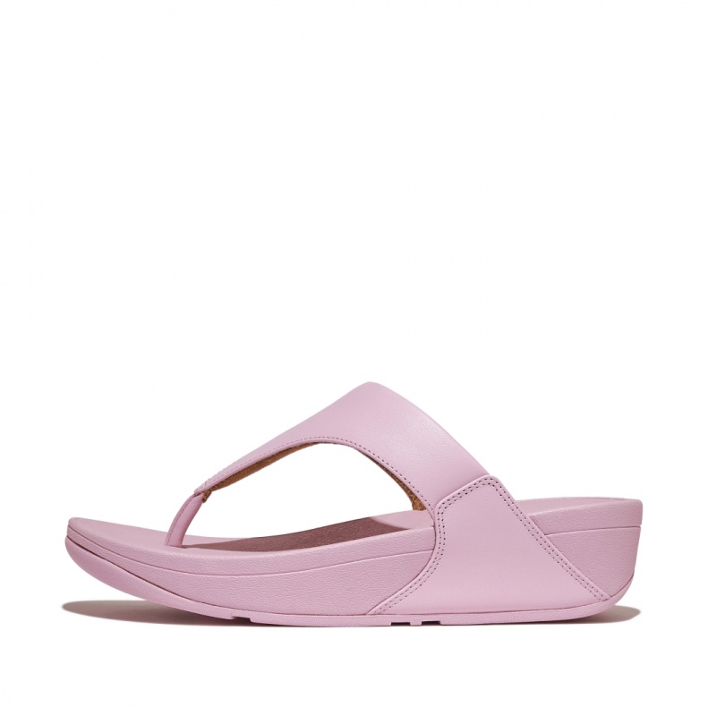 Women\'s Fitflop Lulu Leather Toe-Post Sandals Pink | ZA-28KCTIEAF